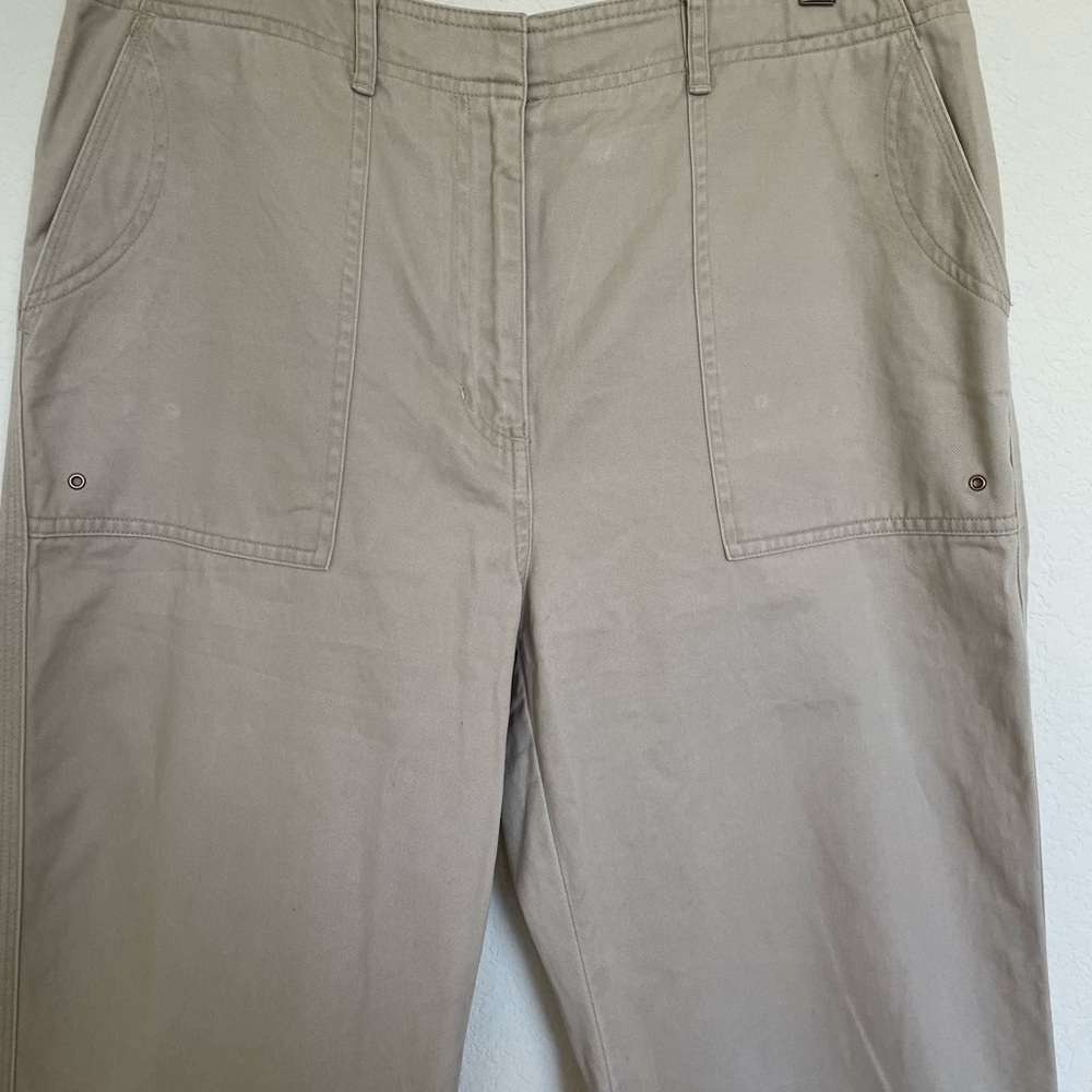 RALPH LAUREN cotton beige pants cream cropped tan - Picture 8 of 10